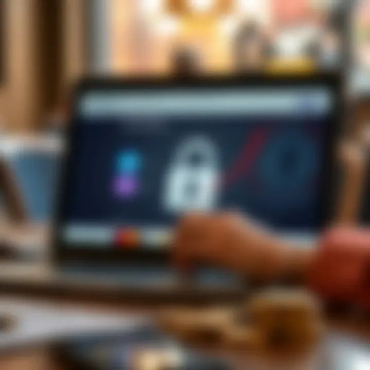 Illustration showing secure online withdrawal transaction on a laptop