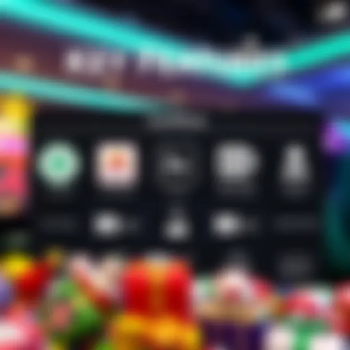 Graphic showing licensing certificates, game variety icons, payment methods, and customer support symbols