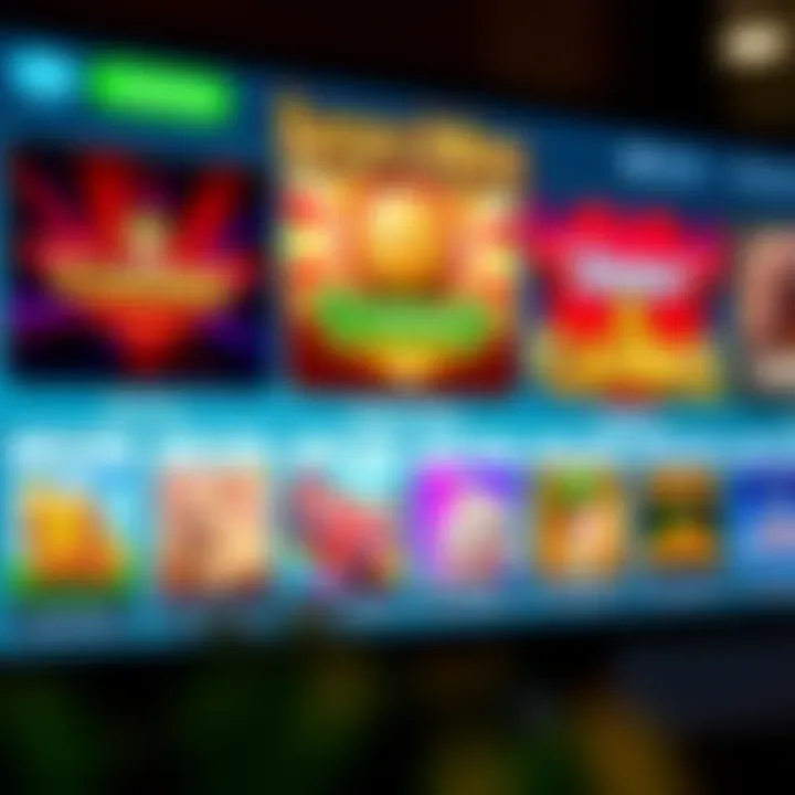 Variety of casino games displayed on a digital screen with payment options icons