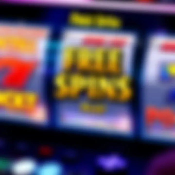 Slot machine reels displaying free spins reward on casino screen