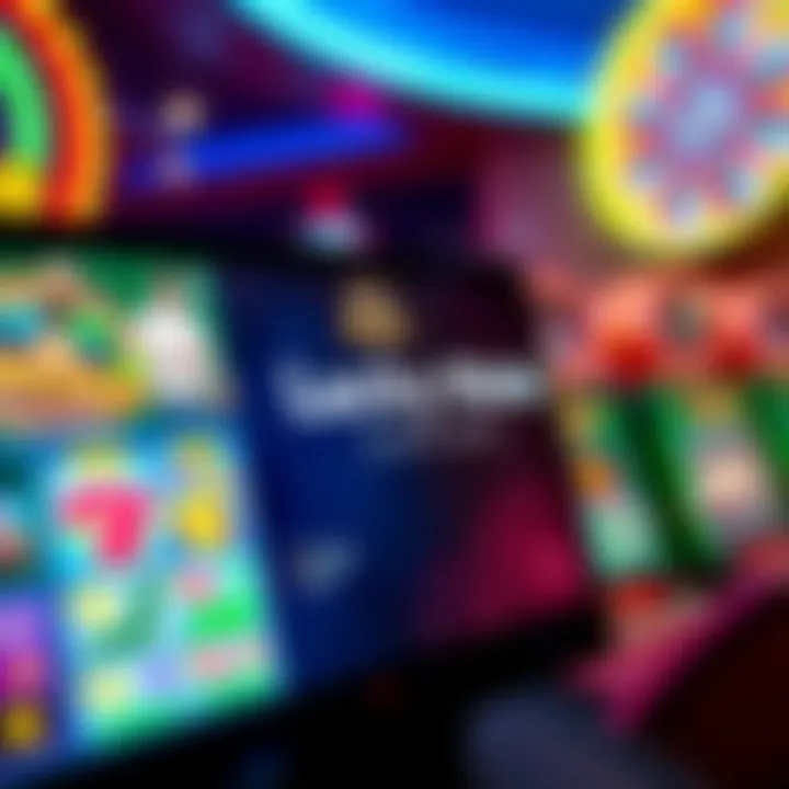 Lucky Mate Casino promotional code displayed on a digital interface with vibrant casino-themed background
