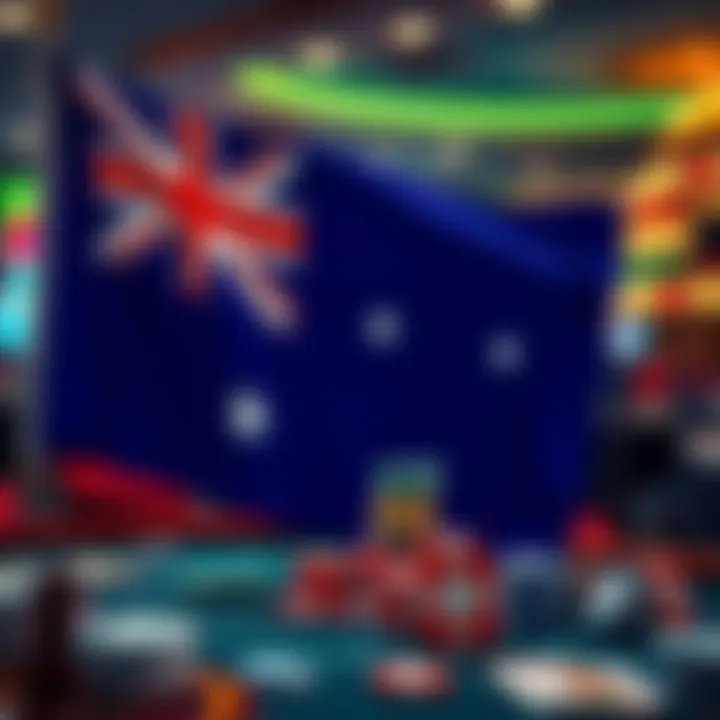 Secure online gambling with Australian flag and casino elements