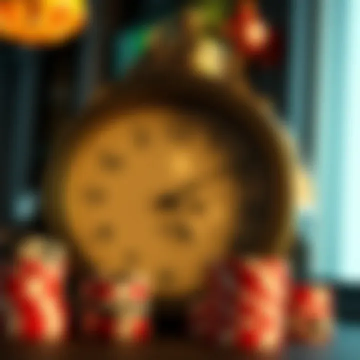 Clock with casino chips representing withdrawal timeframes