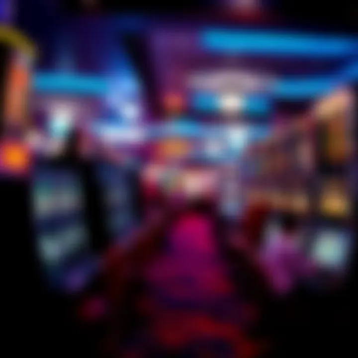 Casino floor showing a variety of gaming machines with players immersed in games under dynamic lighting