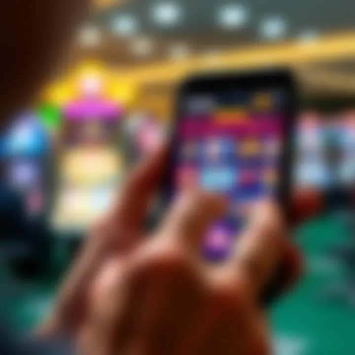 User navigating Mate Casino platform on smartphone with vibrant game icons displayed