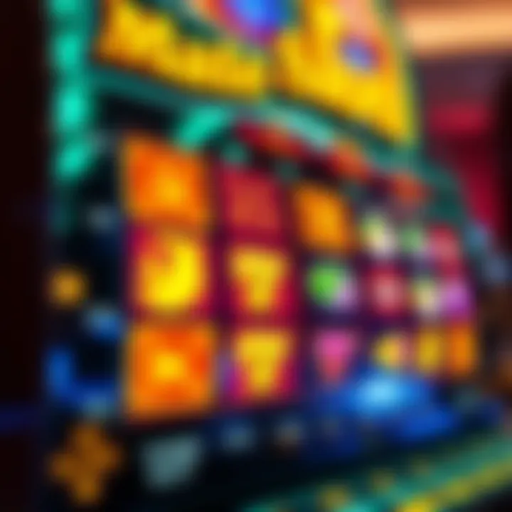 Colorful online casino slot reels showing various symbols on screen
