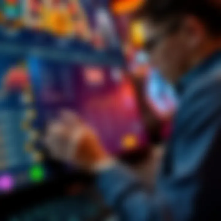 Illustration of an Australian player managing account settings on a digital casino dashboard