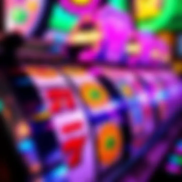 Close-up of colorful slot reels displaying winning combination symbols