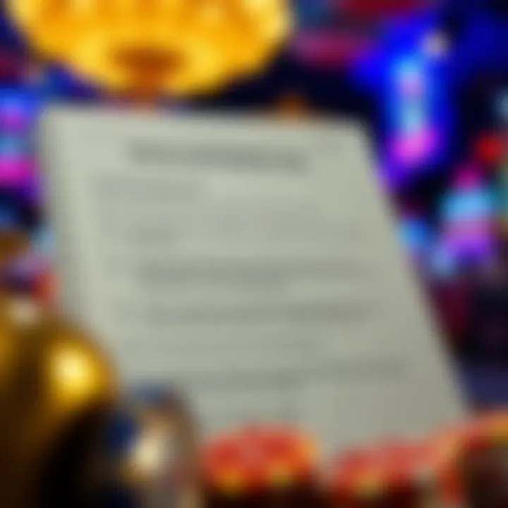 Checklist highlighting key terms and safety tips for online casino bonuses