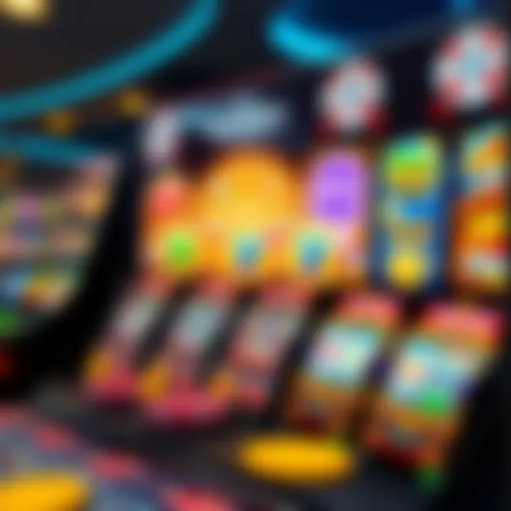 Colorful assortment of online pokies on a digital casino platform with vibrant graphics