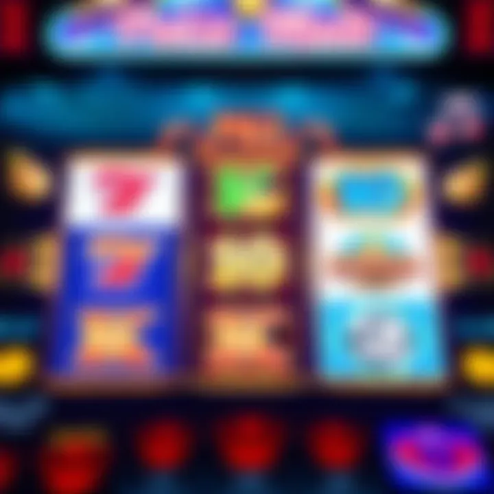 Online pokie slot game interface with vibrant symbols and winning paylines