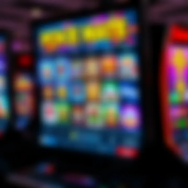 Colorful online casino interface showing a variety of pokies and game options on a digital screen