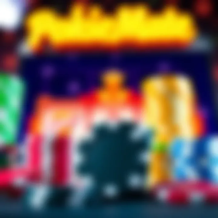 Bright casino chips and colorful pokies symbols representing online gaming rewards