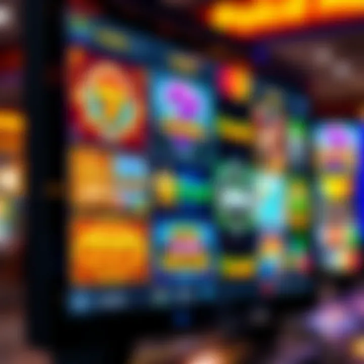 Diverse Range of Online Slot Games at Pokie Mate Casino Colorful assortment of online casino slot games displayed on a digital screen