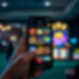 Mobile phone displaying a variety of casino games available on Pokie Mate platform