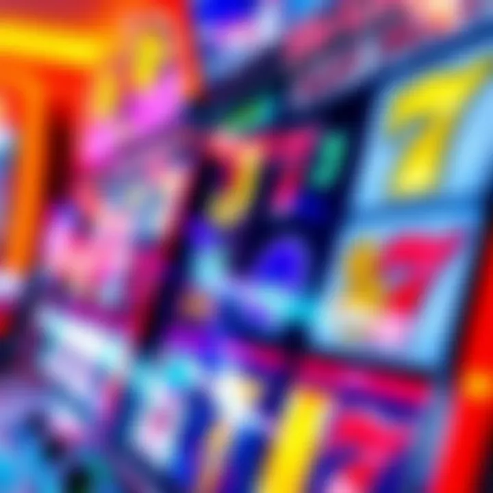 Colorful slot machine reels showing winning combinations and bright symbols