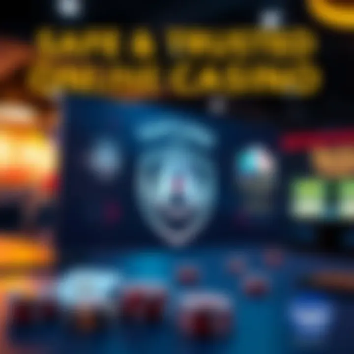 Graphic depicting a secure online casino environment with symbols of safety and trust for Australian users