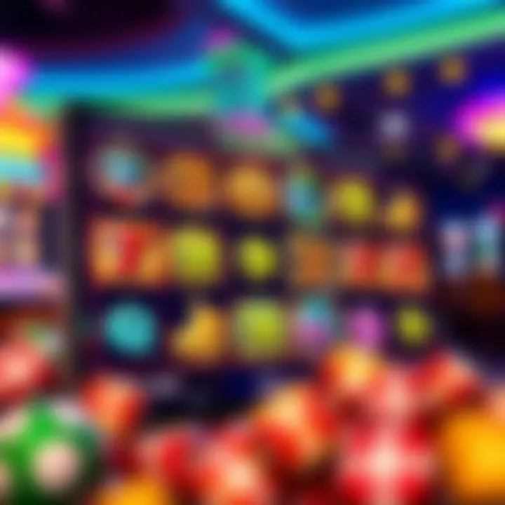 Vibrant online slot game interface showcasing reels and bonus features on a digital casino platform