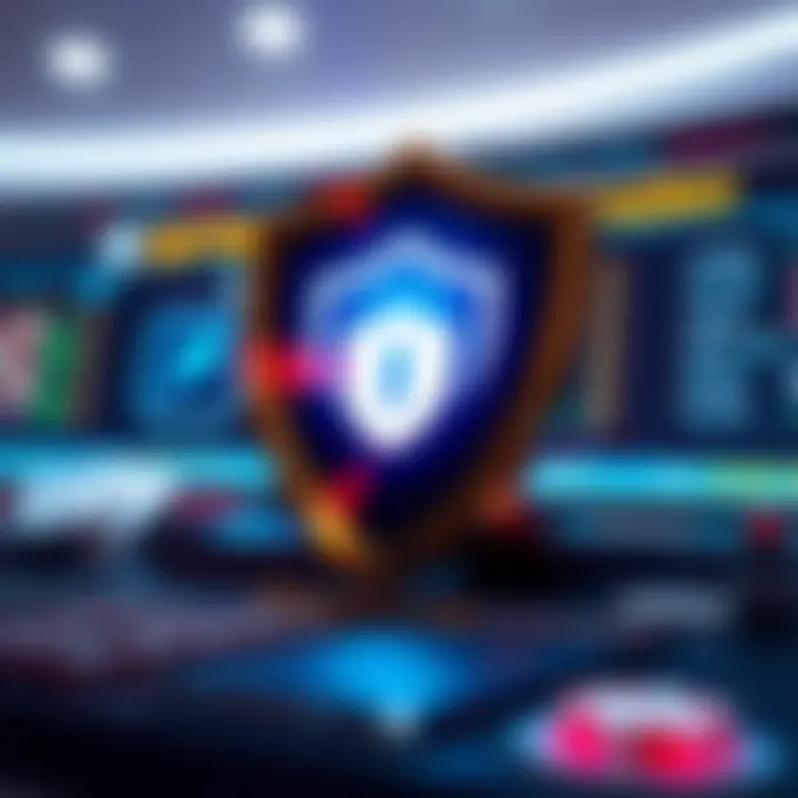Digital representation of online casino software with security shield symbol