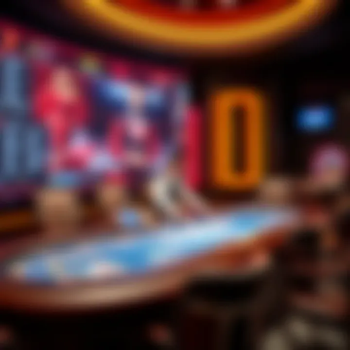 Live dealer casino game interface with a virtual dealer and gaming table