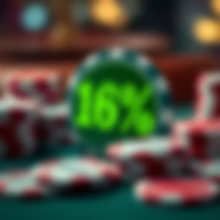 Graphic showing casino chips and a percentage symbol representing promotional offers and bonuses