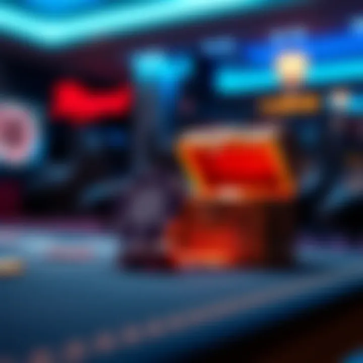 Illustration of a casino chip and a glowing treasure chest representing hidden bonuses