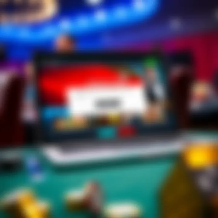 Illustration of a laptop screen displaying a discount code and casino interface
