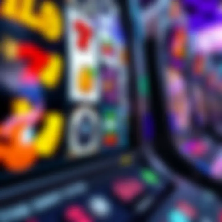 Online slot machine interface with colorful reels and bonus symbols