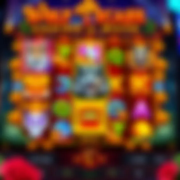 Colorful slot game interface showcasing symbols of wolves, treasure chests, and mystical icons