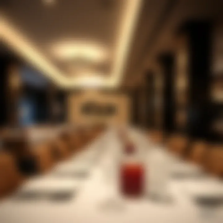 Elegant dining area with ambient lighting inside Xeque Mate Casino