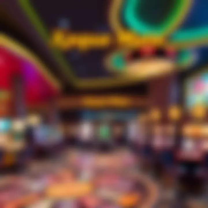 Entrance and vibrant gaming area at Xeque Mate Casino Lisboa