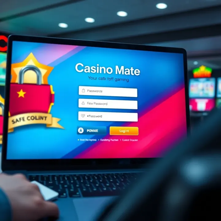 Secure login screen of Casino Mate with password fields and security icons