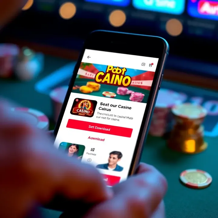 Mobile device showing the Casino Mate app download interface for Australian users