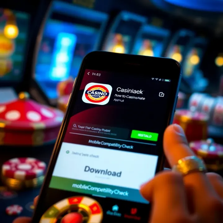 Mobile device showing Casino-Mate app download screen with app icon and install button