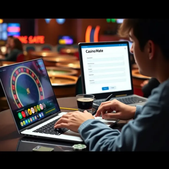 User filling out online casino registration form on a laptop