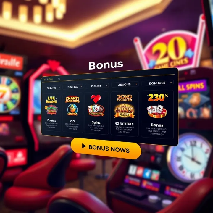 Illustration showing various casino bonuses including free spins and deposit matches
