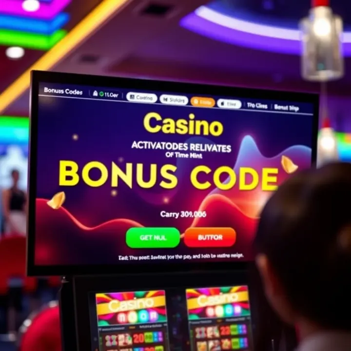 Illustration of a vibrant digital casino interface showcasing bonus code activation