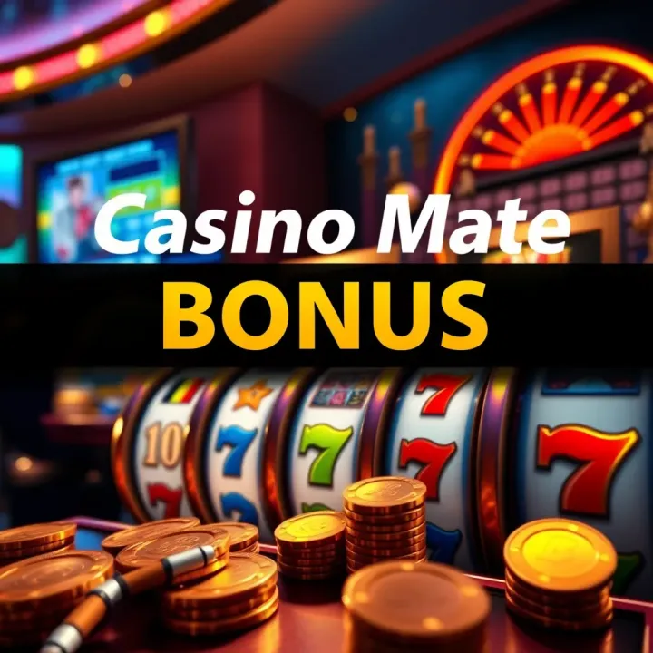 Digital casino bonus offer with vibrant spinning reels and winning coins