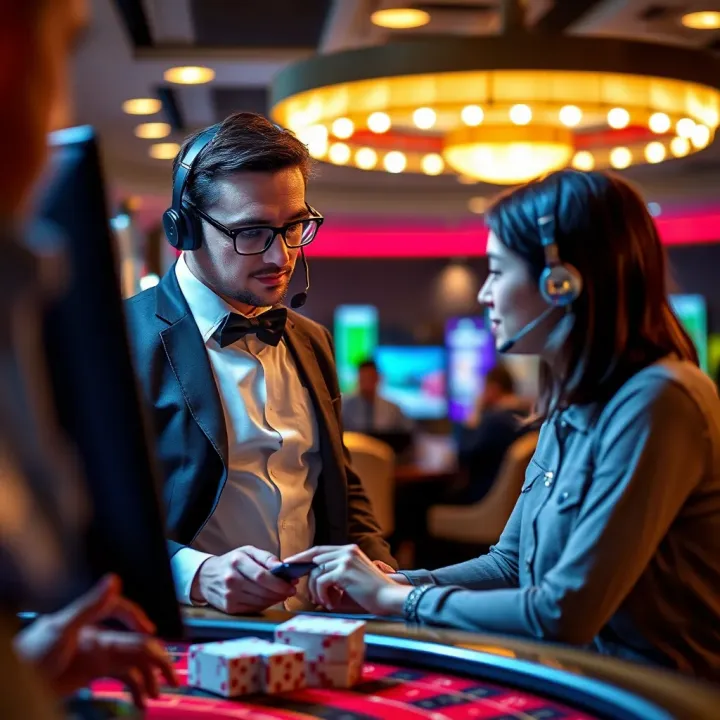 Customer support representative assisting a player with Casino Mate inquiries