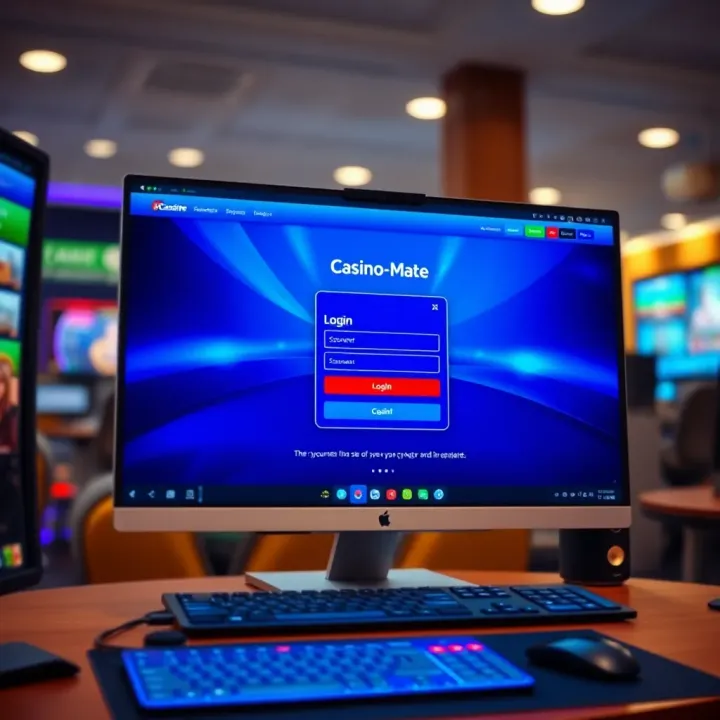 Secure login interface of Casino-Mate on a desktop with a focus on security features and user support options