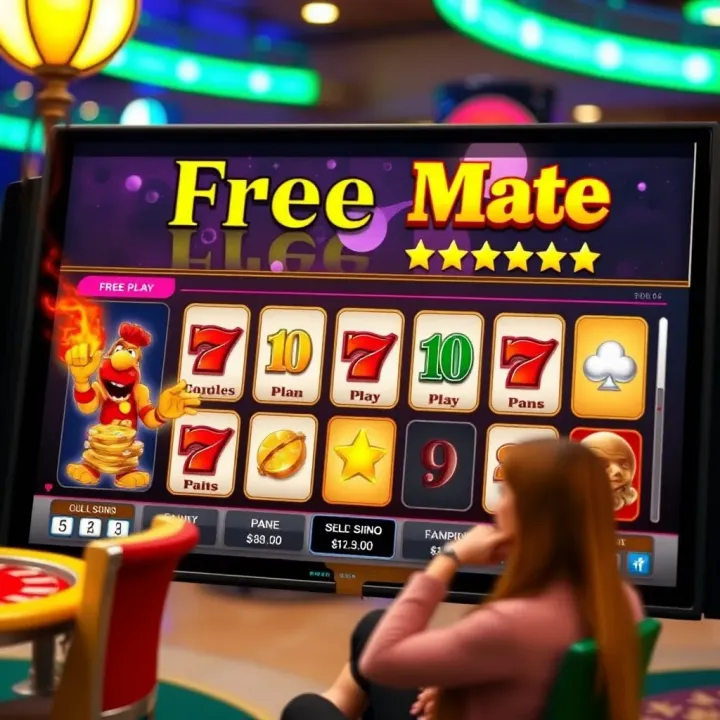 Casino Mate interface showing free play options and game selection