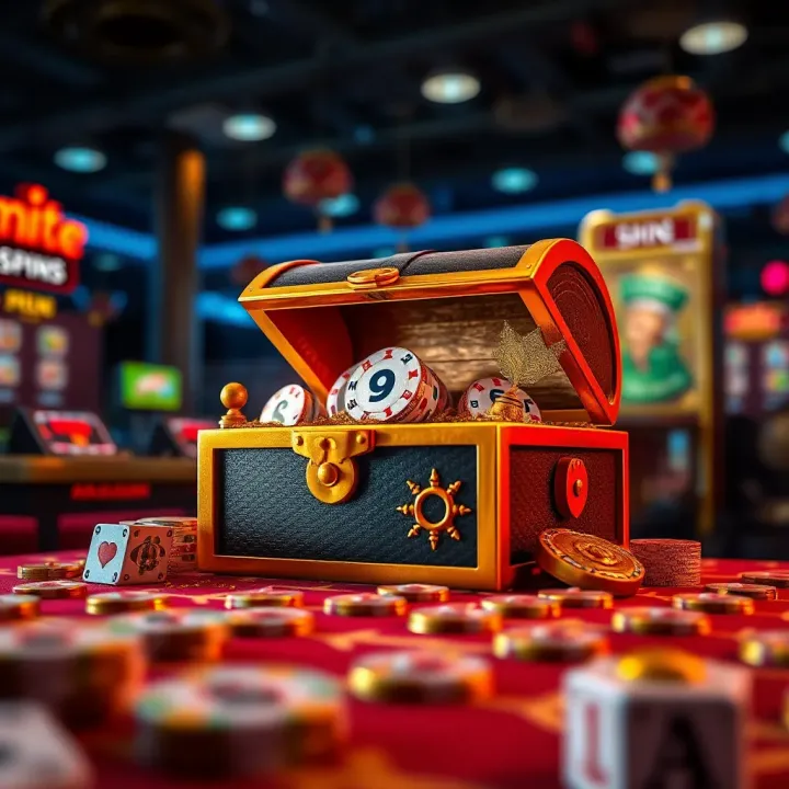 Illustration showing a treasure chest symbolizing hidden free spins within a casino game interface
