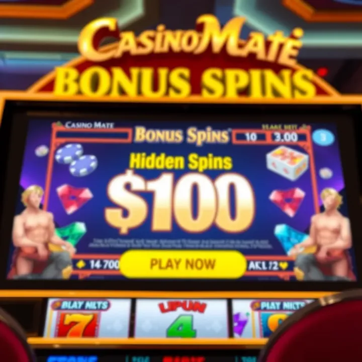 Casino Mate online slots interface displaying bonus spins offer