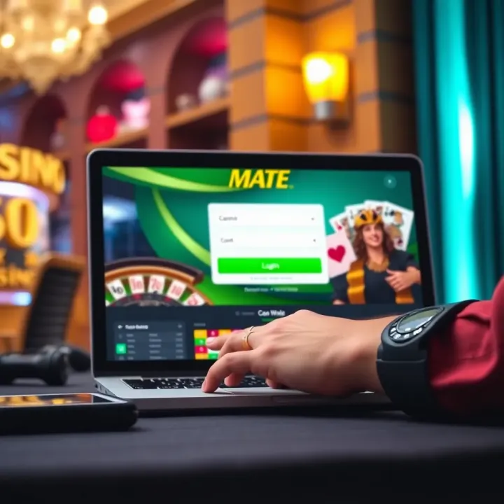 User accessing Casino Mate login page on a laptop screen in Australia