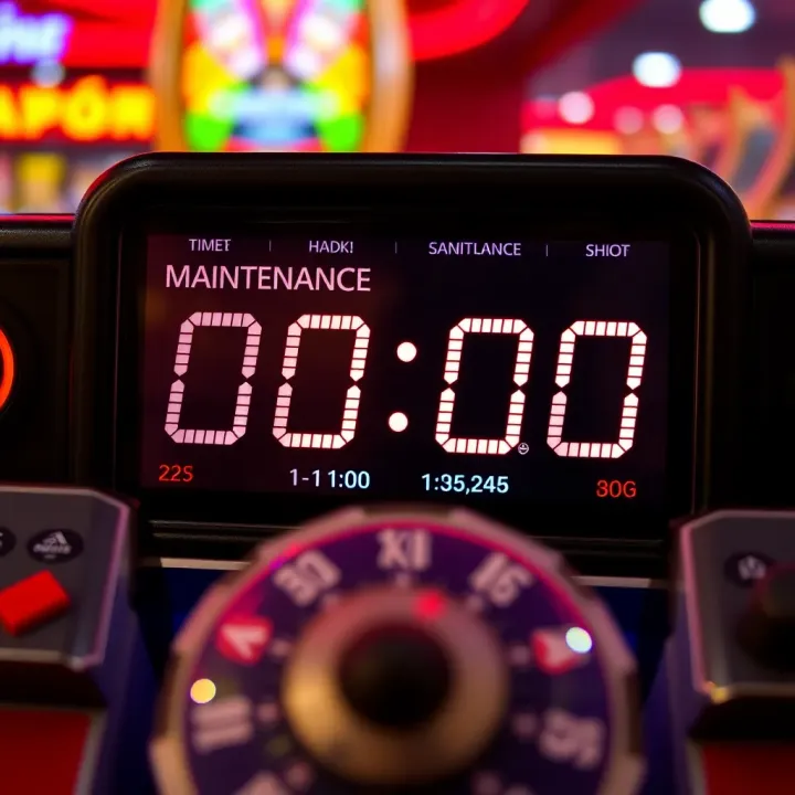 Digital clock displaying maintenance countdown on casino website