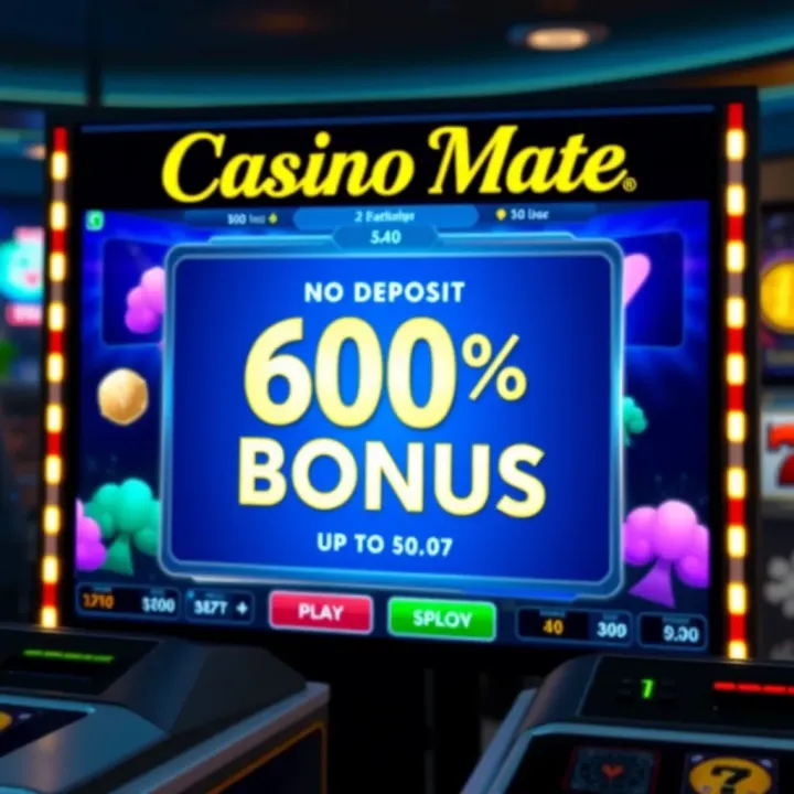 Illustration of a digital casino interface highlighting a no deposit bonus offer