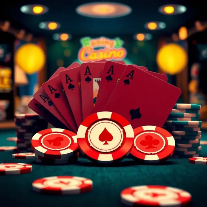 Digital representation of casino chips, cards, and bonus tokens symbolizing no deposit promotions