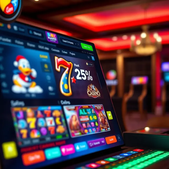 Online casino platform interface showcasing slot games and betting options