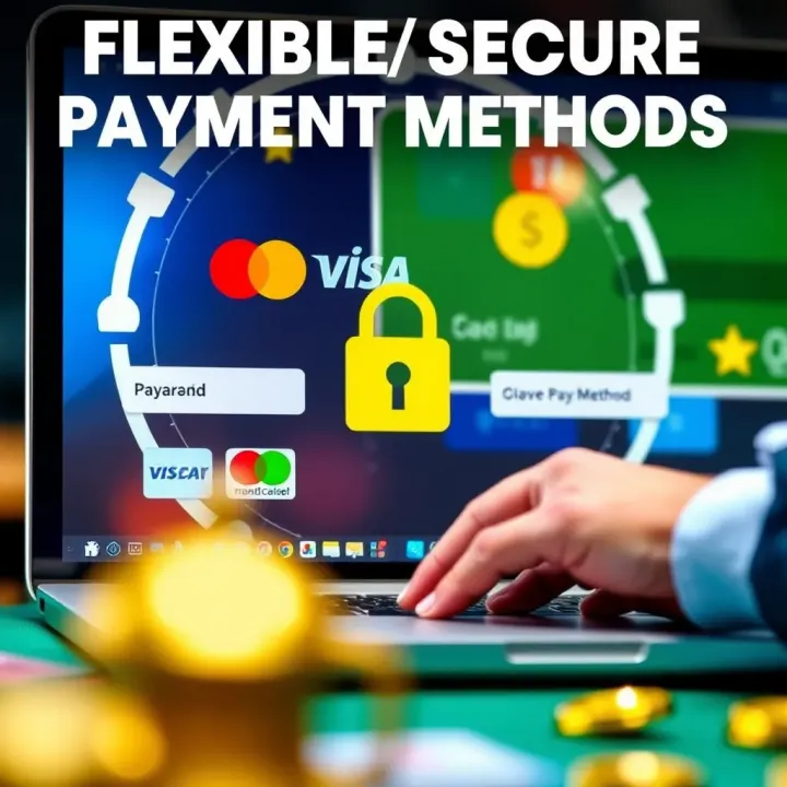 Illustration of a secure online transaction symbolizing multiple payment options available at Casino Mate