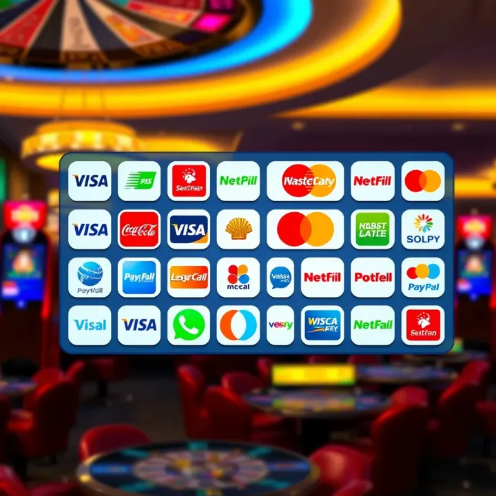 Display of various payment method icons available for Casino Mate transactions